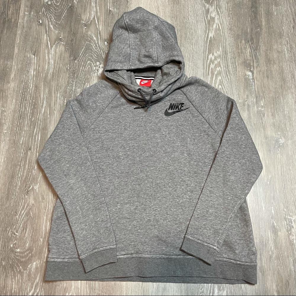 Nike funnel neck logo gray hoodie sweatshirt